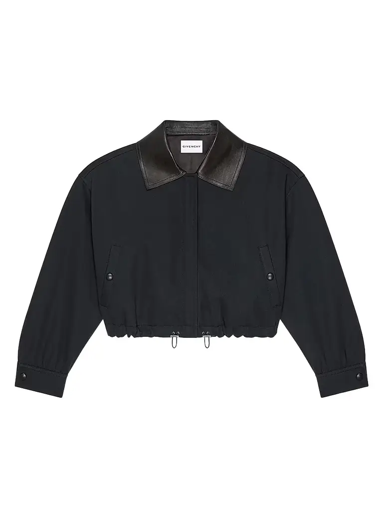 Givenchy Women's Jacket in Cotton and Wool with Leather Collar - Black - Women's Clothing