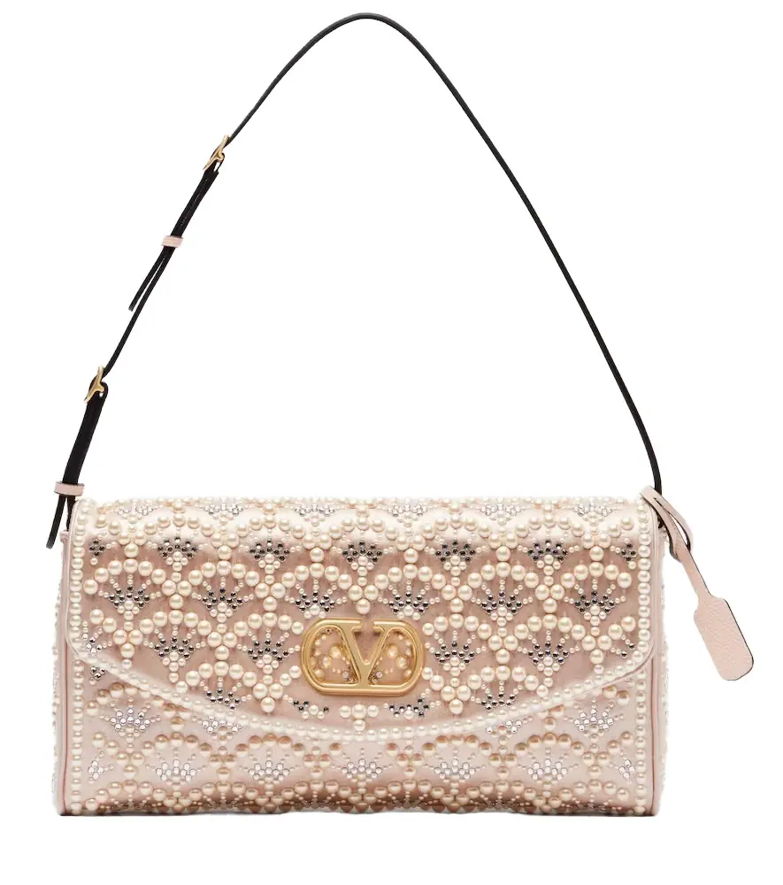 Valentino Garavani DeVain Small embellished satin shoulder bag - Women's Bags