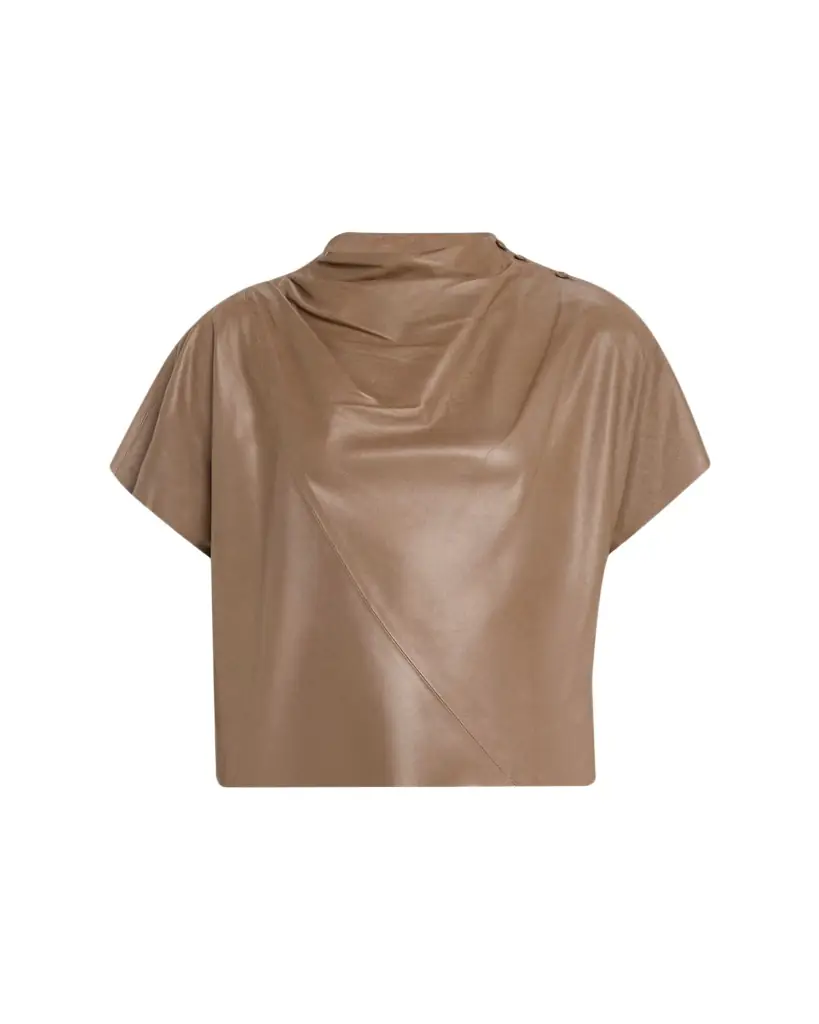 TWP Leather Mock-Neck Tee - Women's Clothing