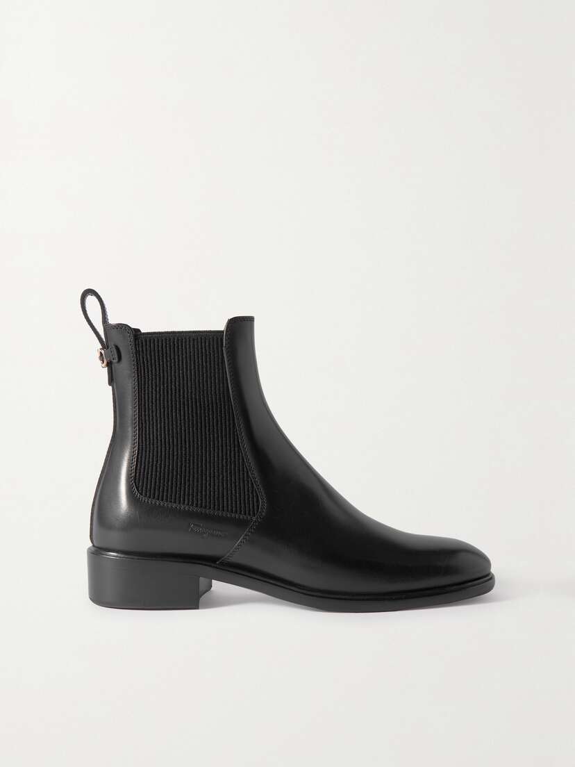 Ferragamo Oddo Embellished Glossed-leather Ankle Boots