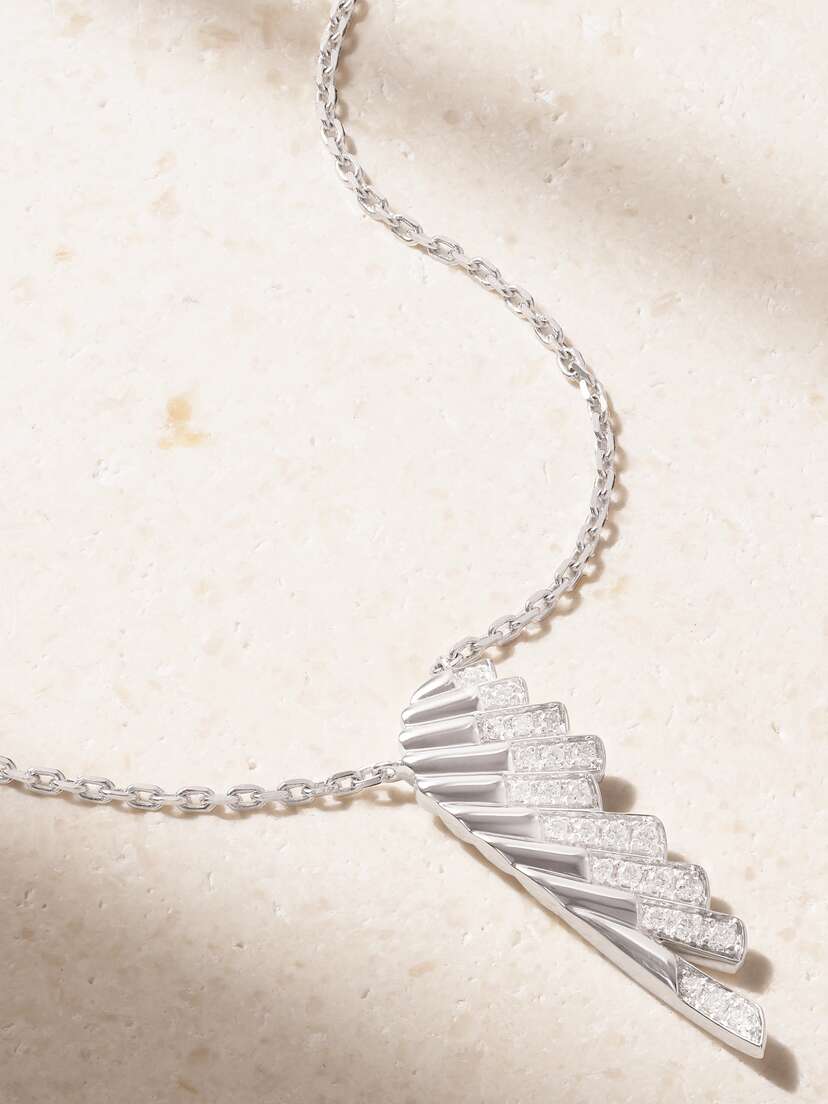 Garrard Wings Rising Mini 18-karat White Gold Diamond Necklace