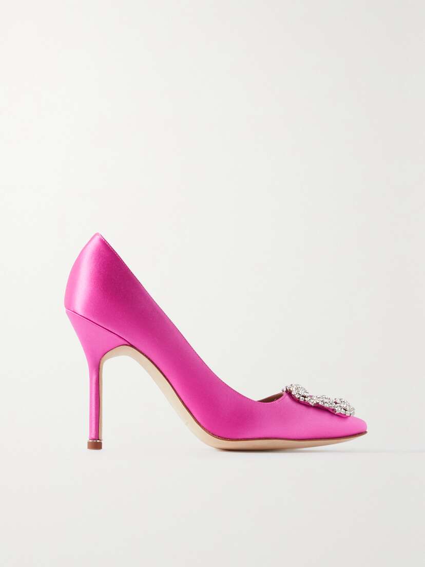 Manolo Blahnik Hangisi 105 Crystal-embellished Satin Pumps