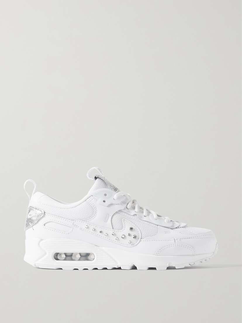 Nike Air Max 90 Futura Crystal-embellished Leather And Mesh Sneakers