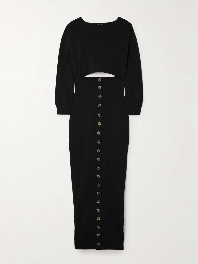 A.W.A.K.E. MODE Button-embellished Cutout Organic Cotton-jersey Maxi Dress