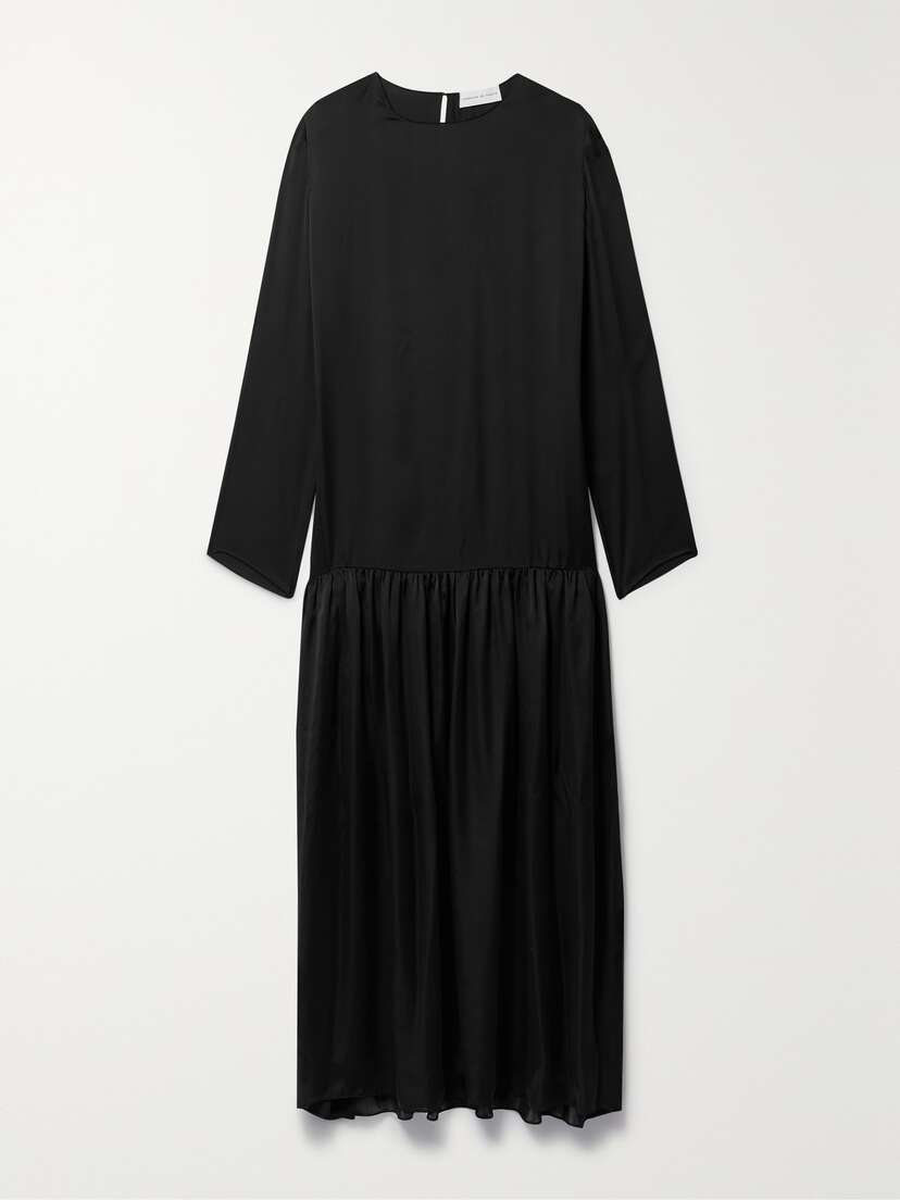 Veronica de Piante Olivia Gathered Silk-satin Maxi Dress