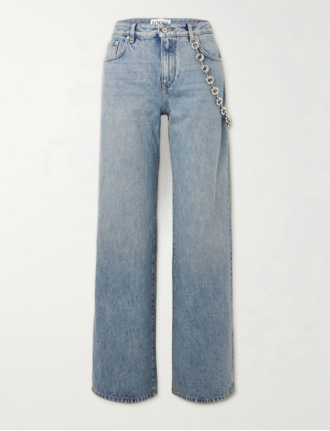 Loewe Chain-Embellished Mid-Rise Straight-Leg Jeans
