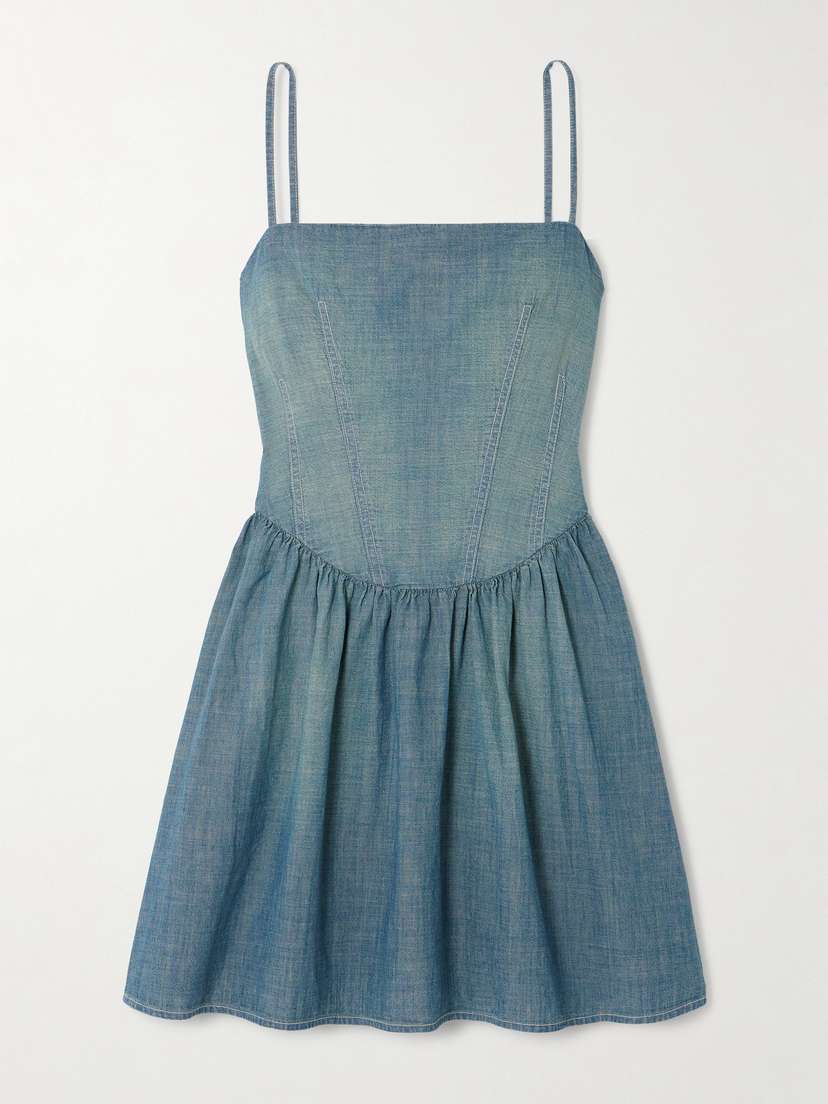 RE/DONE + Net Sustain + Pamela Anderson Organic Cotton-chambray Mini Dress
