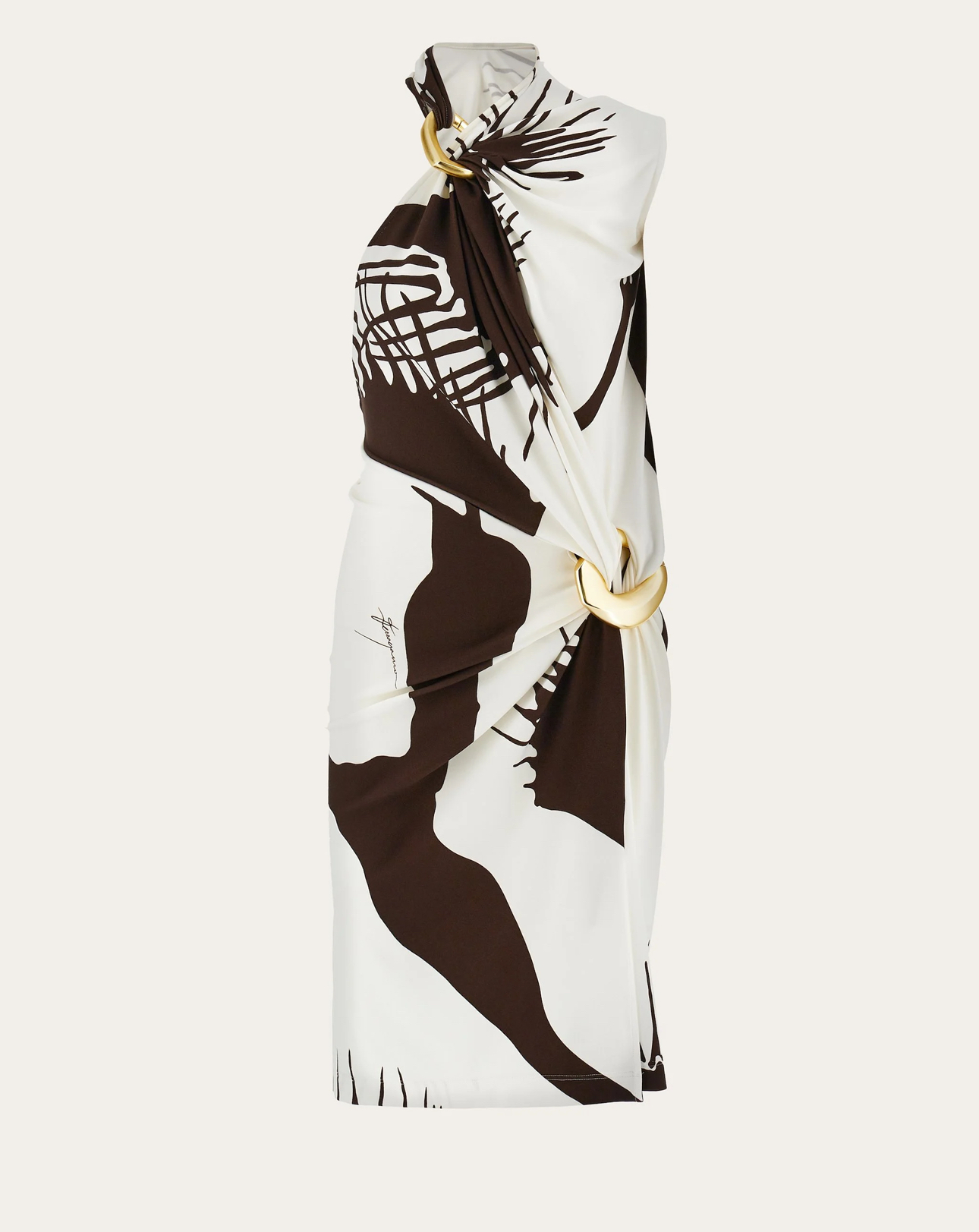 Ferragamo Asymmetric Gathered Dress