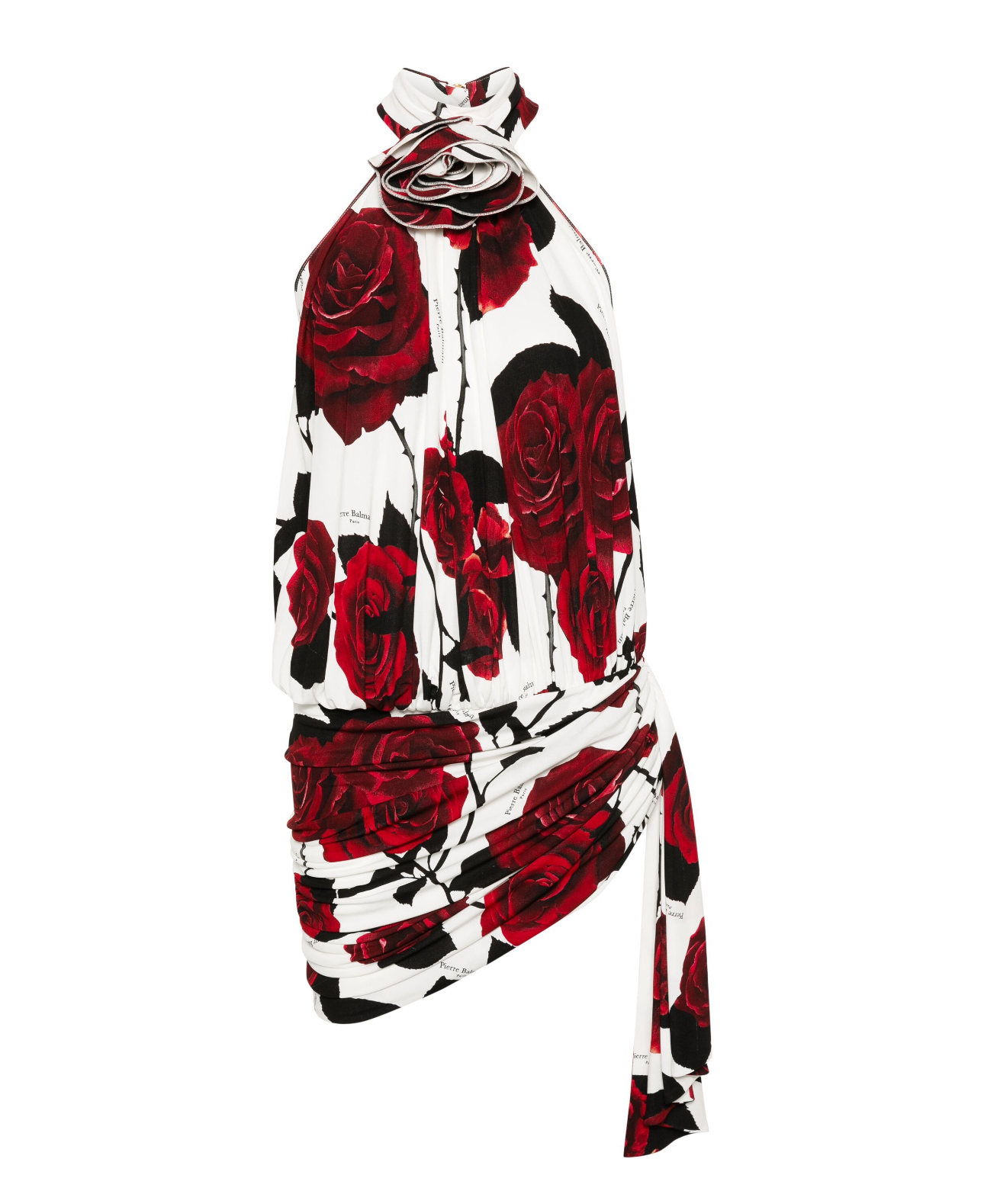 Balmain Rose Print Mini Dress