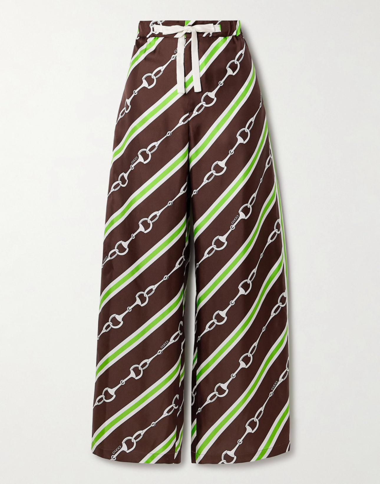 Gucci Printed Silk Twill Straight Leg Pants