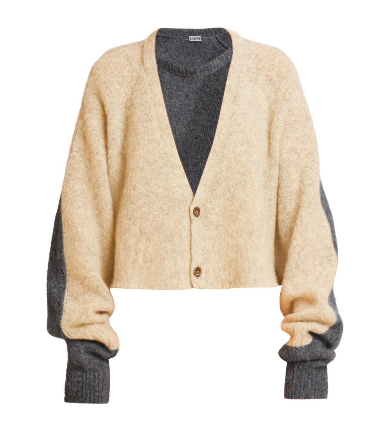 Loewe Colorblocked Wool Crop Cardigan