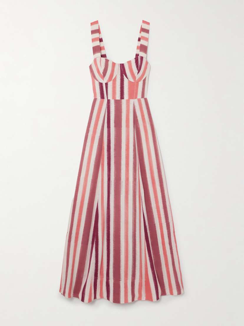 Emporio Sirenuse Azzurra Striped Cotton Maxi Dress