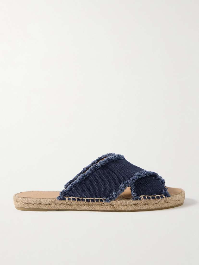 Castañer Palmera Frayed Canvas Espadrille Slides