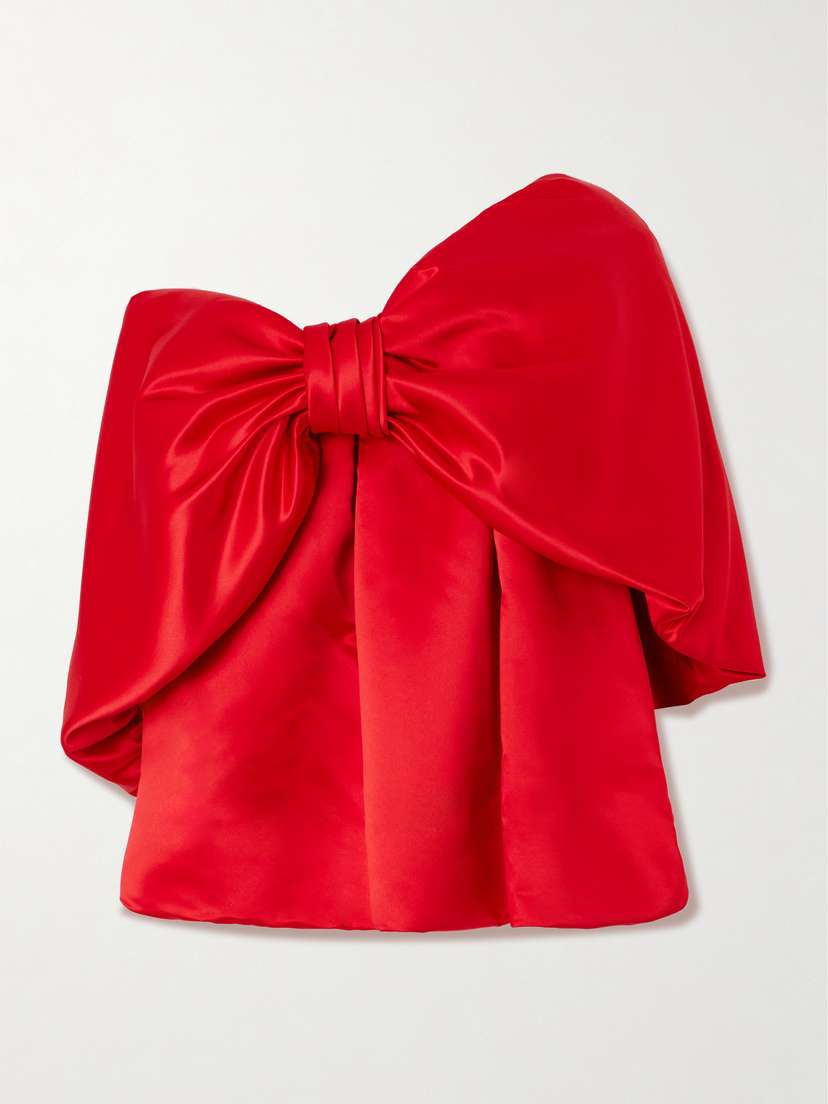 Simone Rocha Off-the-shoulder Bow-embellished Satin Blouse
