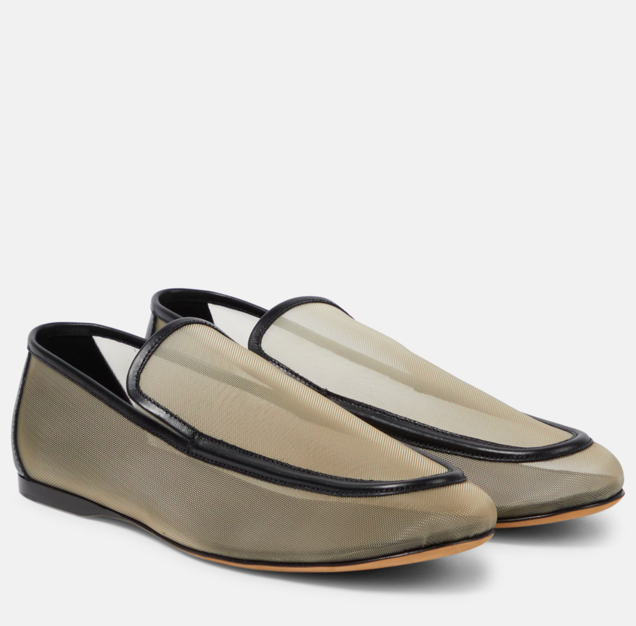Khaite Alessia Leather-Trimmed Mesh Loafers
