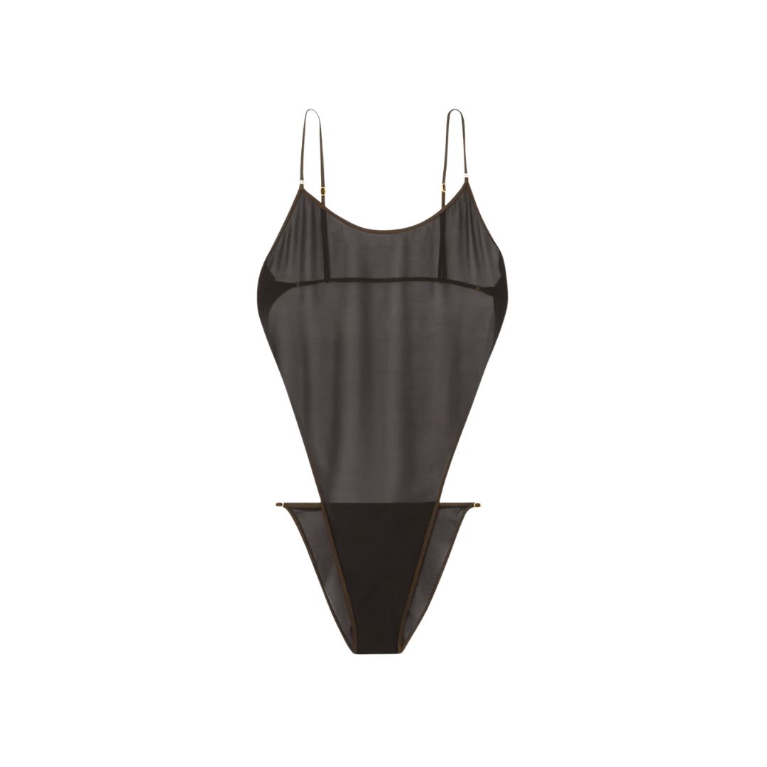 SAINT LAURENT Open-Back Silk Georgette Bodysuit