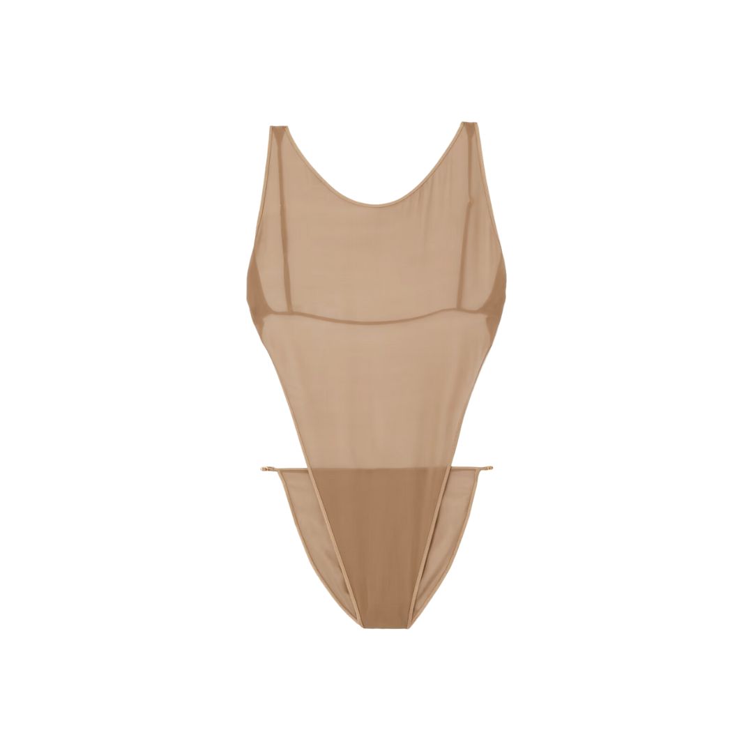 SAINT LAURENT Open-Back Silk Blend Georgette Bodysuit