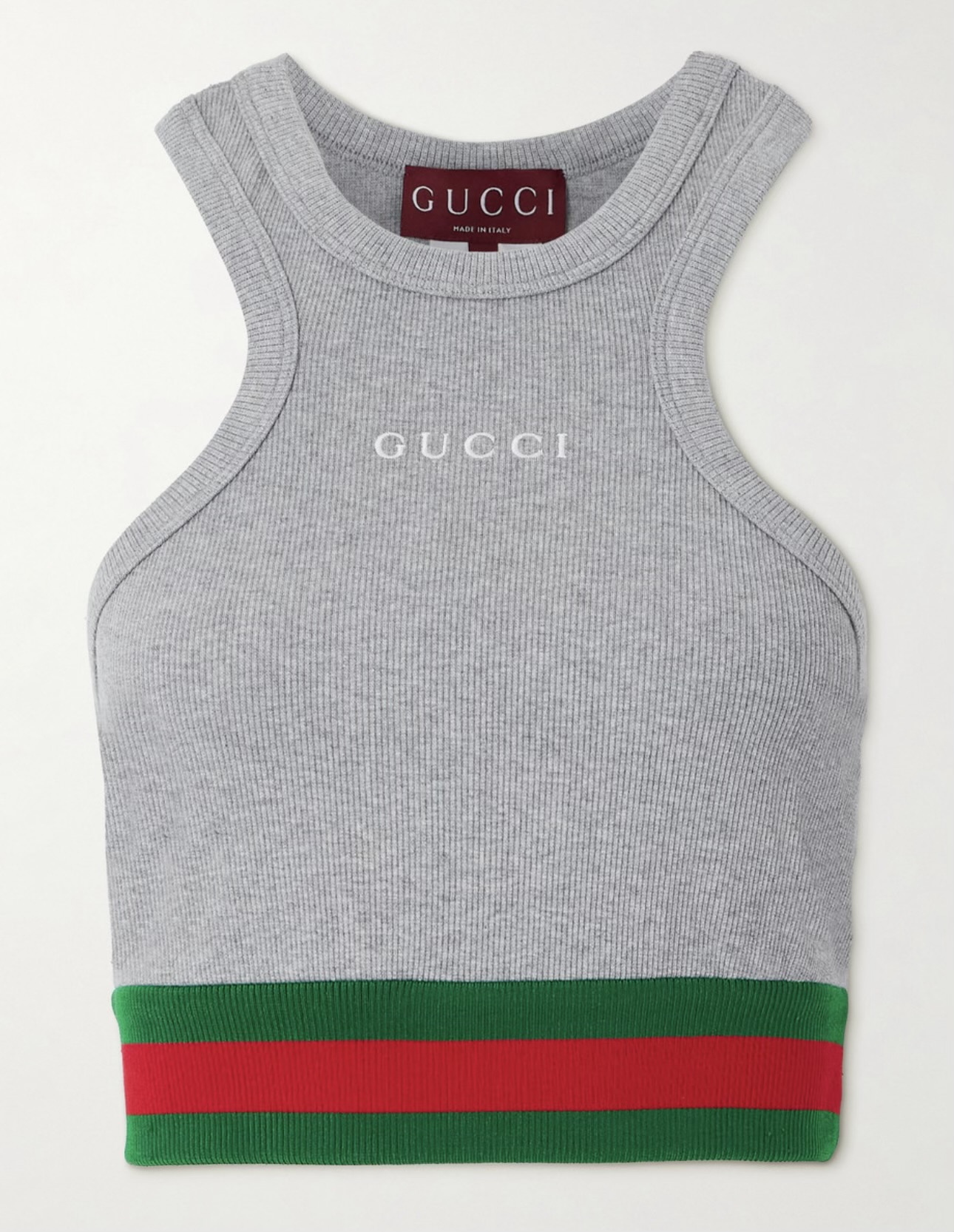 Gucci Logo-Embroidered Ribbed Cotton-Blend Jersey Tank Top