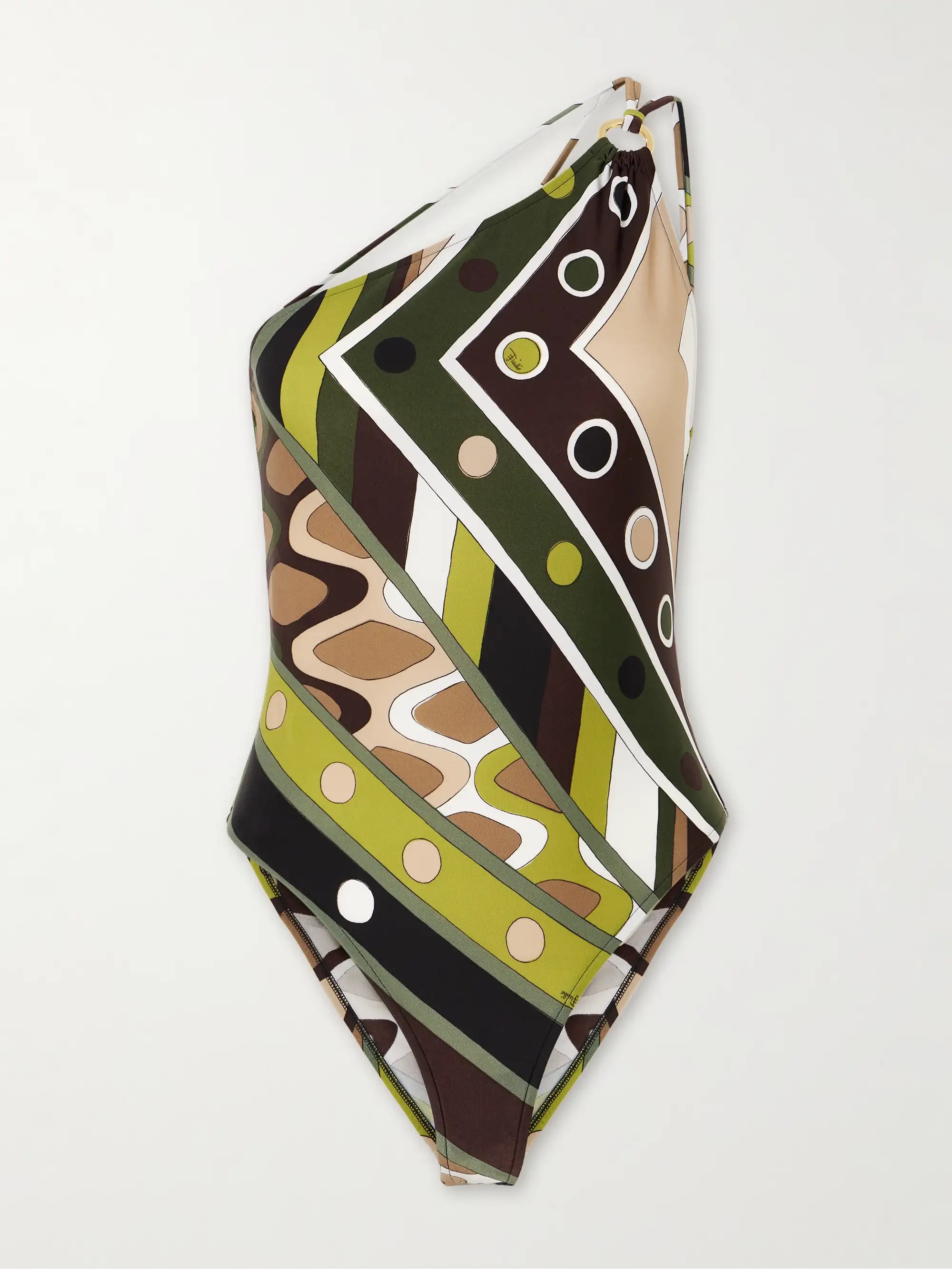 PUCCI One-Shoulder Embellished Printed Swimsuit