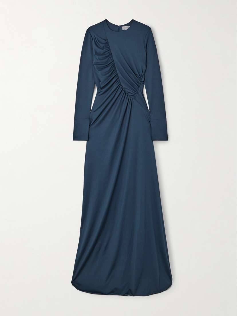 Victoria Beckham Ruched Stretch-satin Jersey Gown