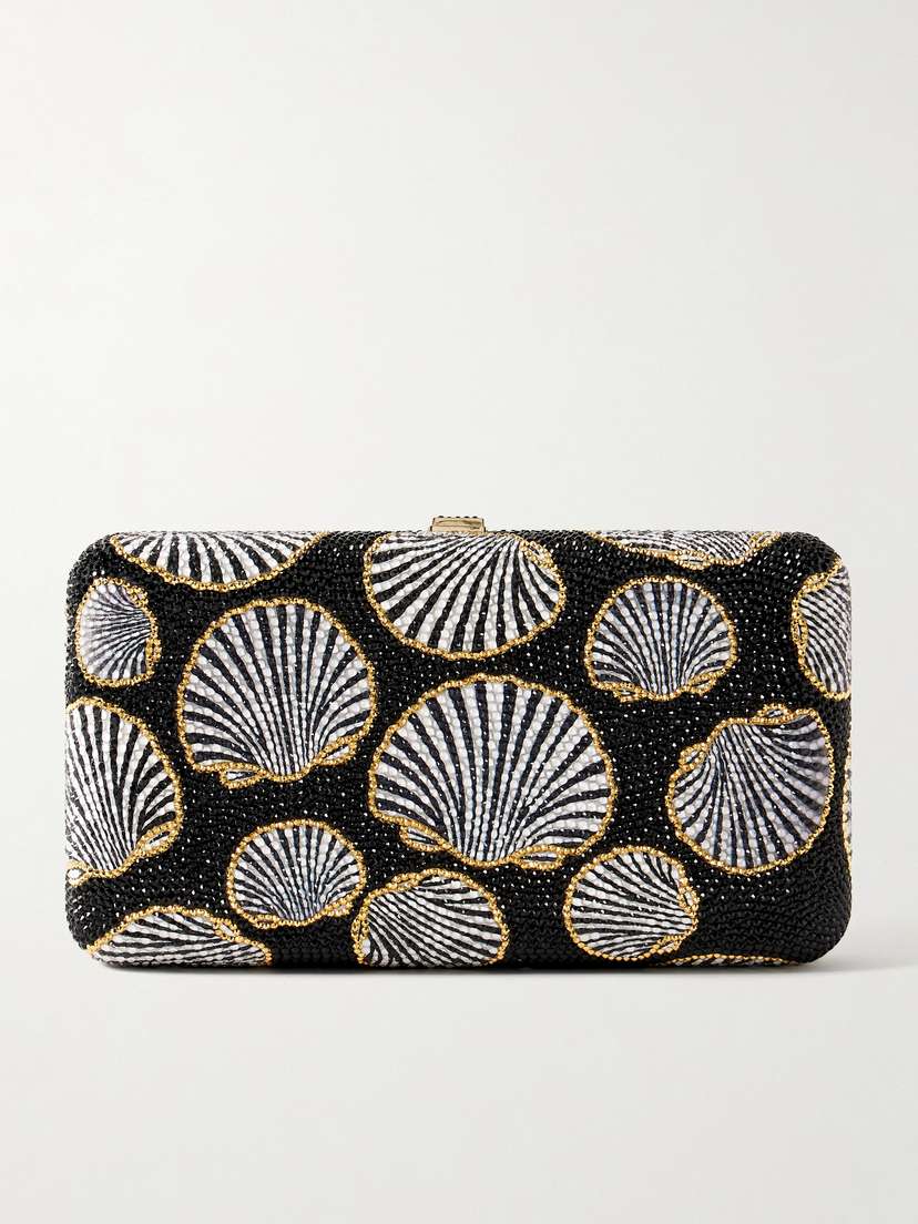 Judith Leiber Couture Midnight Mollusk Crystal-embellished Metal Clutch