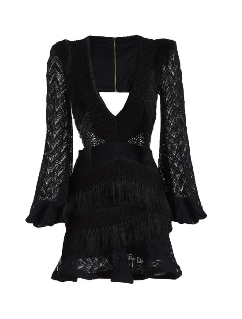 PatBo Fringe Cut-Out Mini Dress