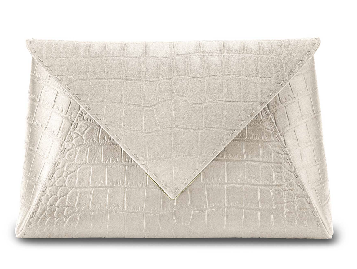 Tyler Ellis Large Lee Pouchet Large Champagne Bubble Stamped Satin