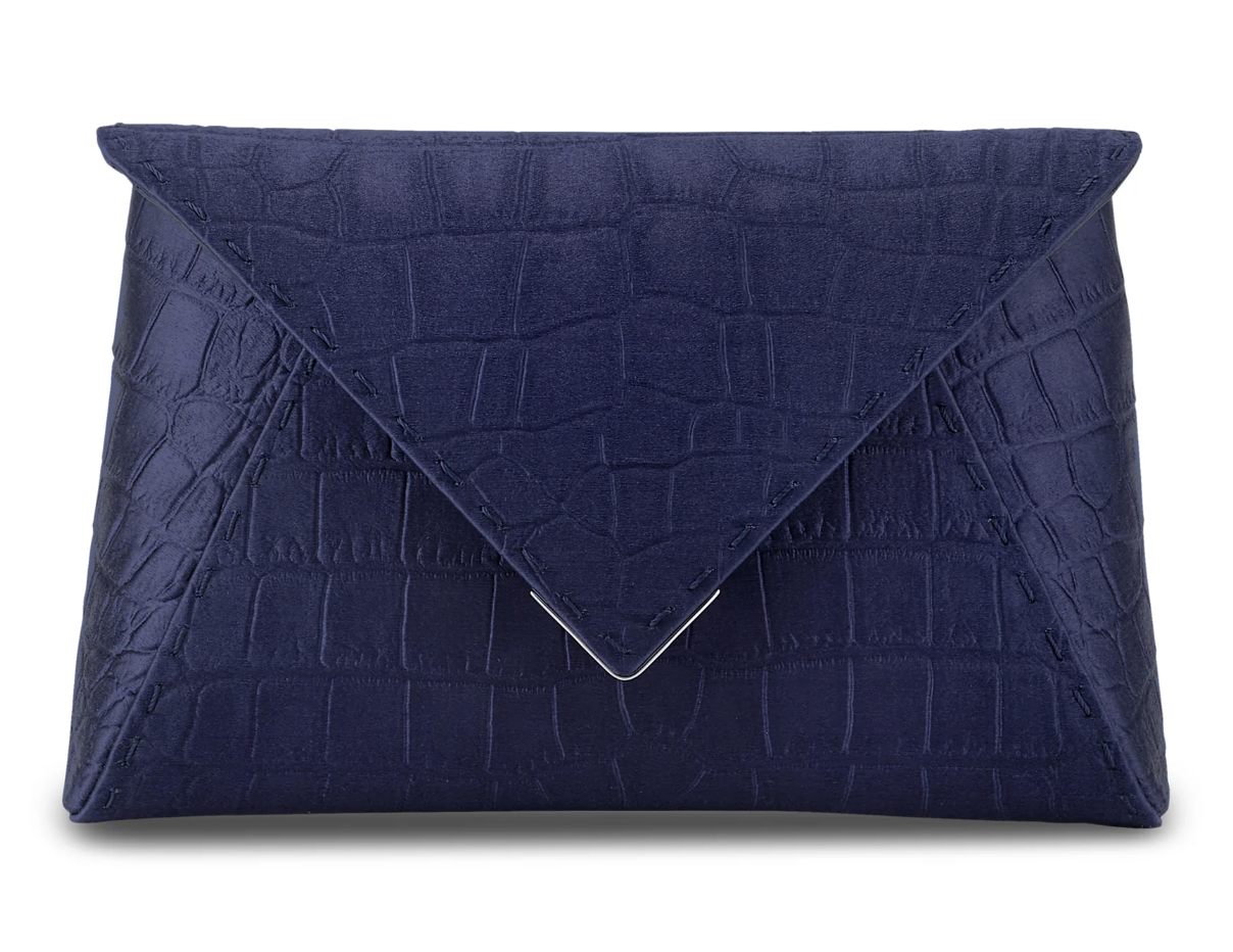 Tyler Ellis Lee Pouchet Sapphire Stamped Satin