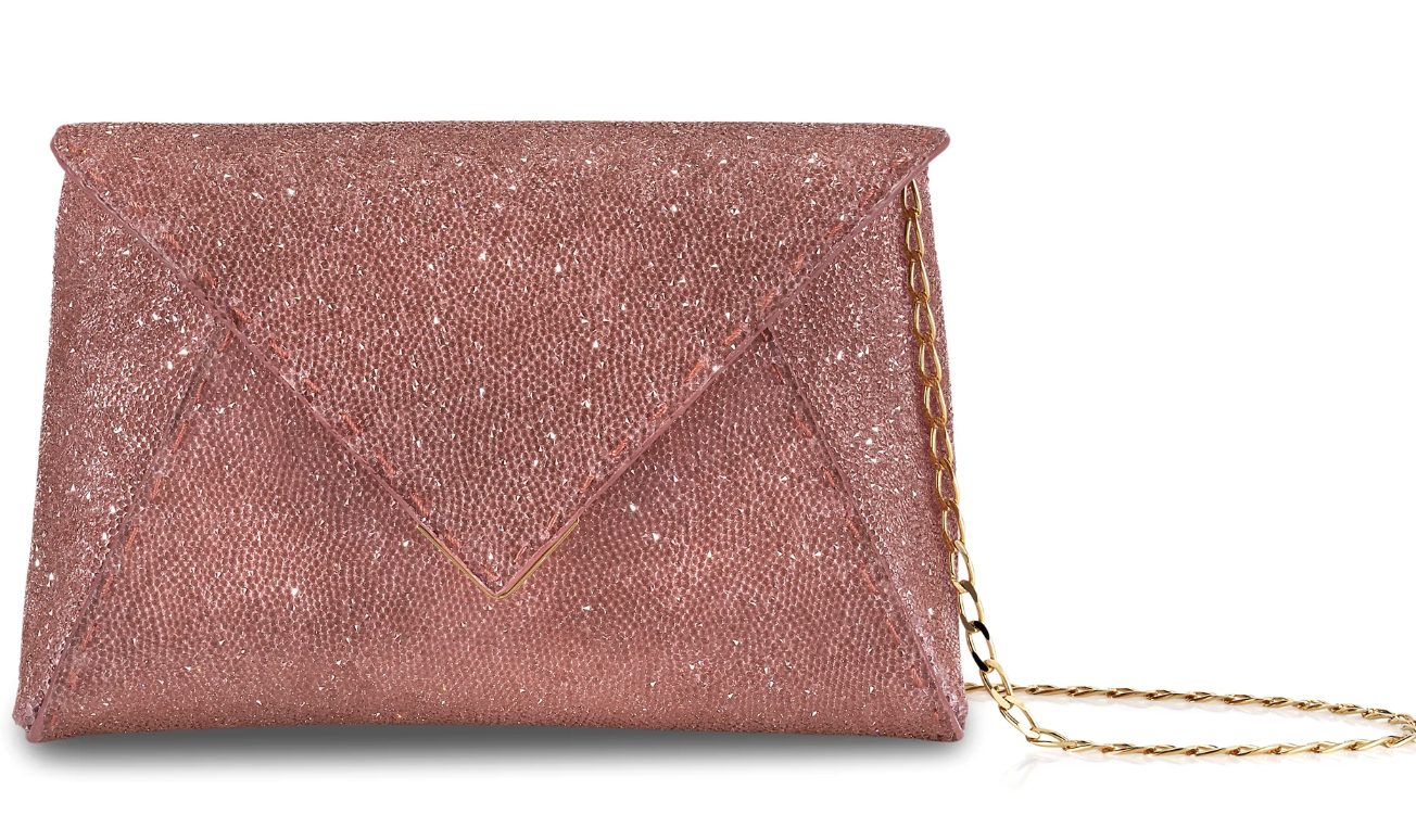 Tyler Ellis Small Lee Pouchet French Rose Swarovski Rock Crystal