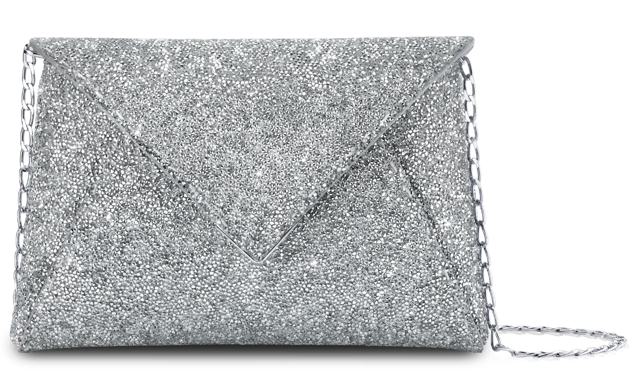 Tyler Ellis Small Lee Pouchet Mirrored Silver Swarovski Rock Crystal