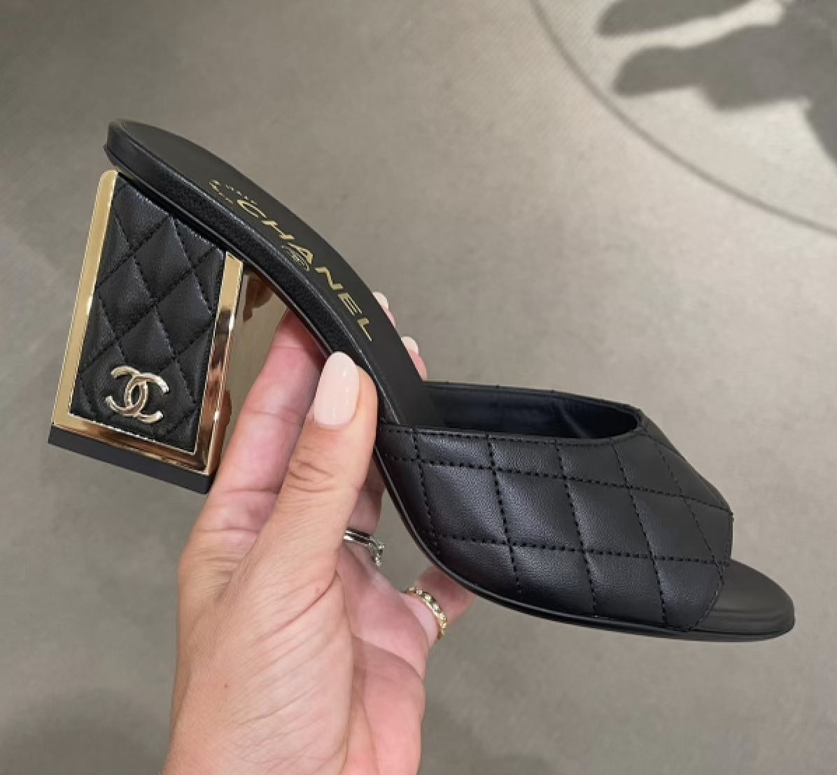 Chanel Black Leather Mule