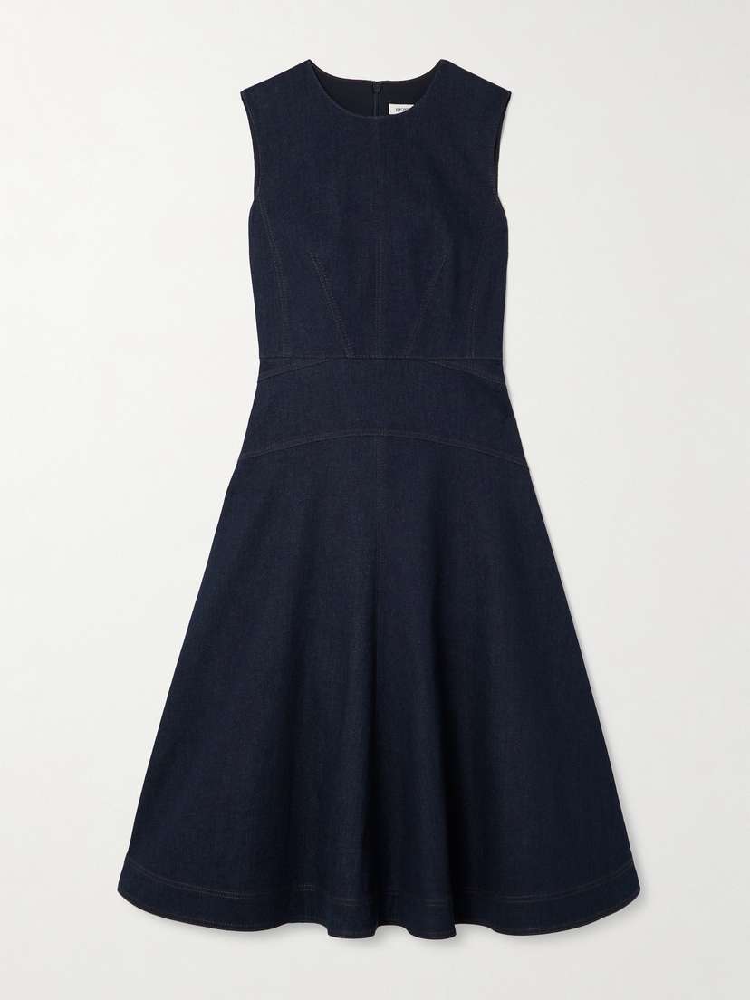 Veronica Beard Karrigan Paneled Denim Midi Dress