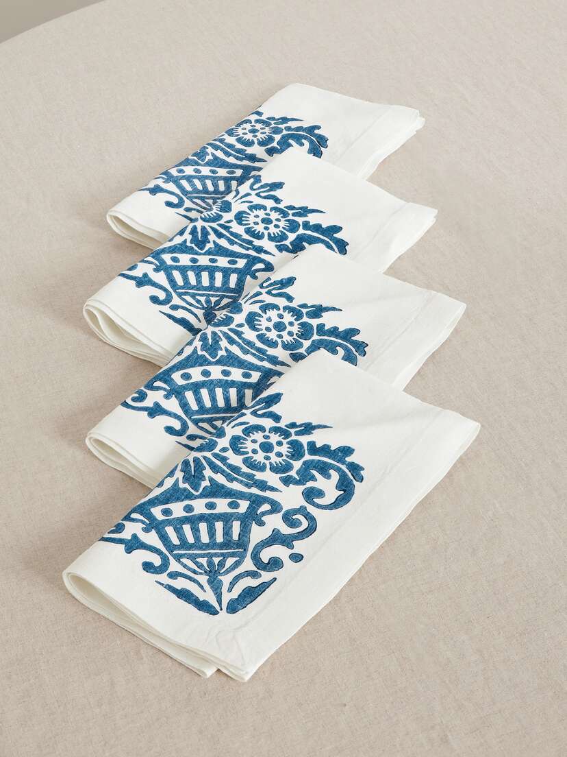 Cabana Mirandola Set Of Four Printed Linen Napkins