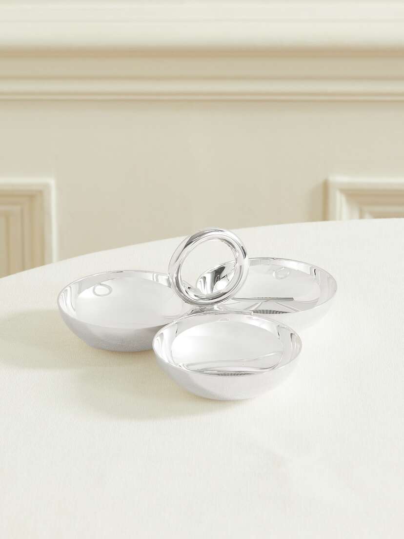 Christofle Vertigo Set Of Three Small Silver-plated Serving Dishes