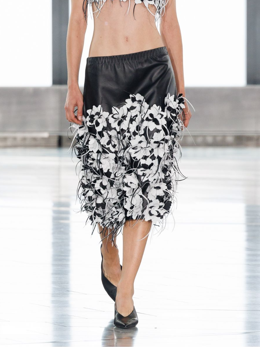 Simkhai PRE-ORDER Imogen Mini Pencil Skirt (Floral Embroidery)