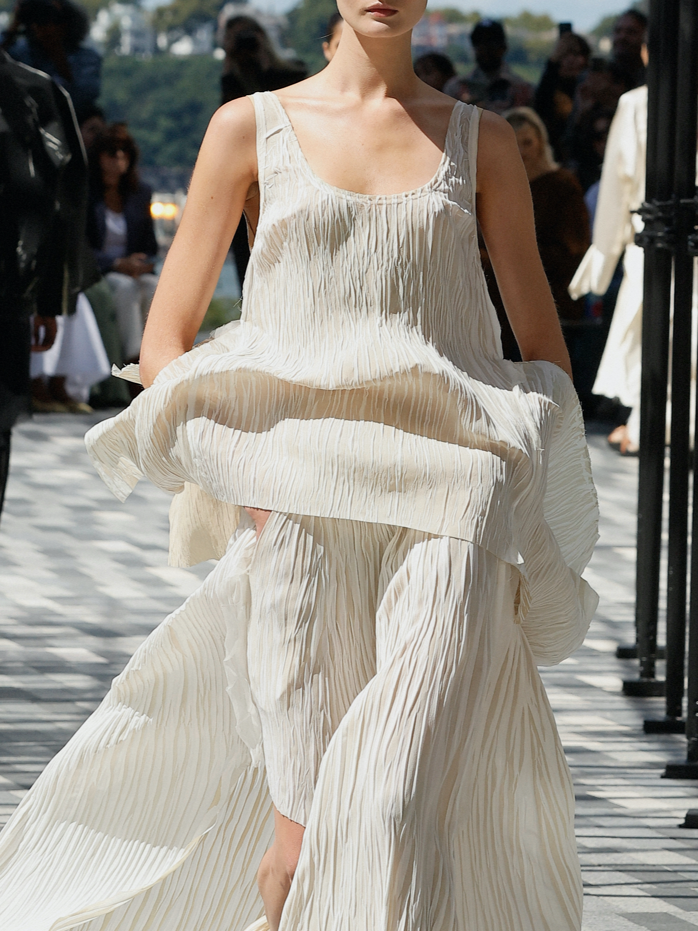 Jason Wu Collection PRE-ORDER Bicolor Scoop Neck Pleated Tank Top