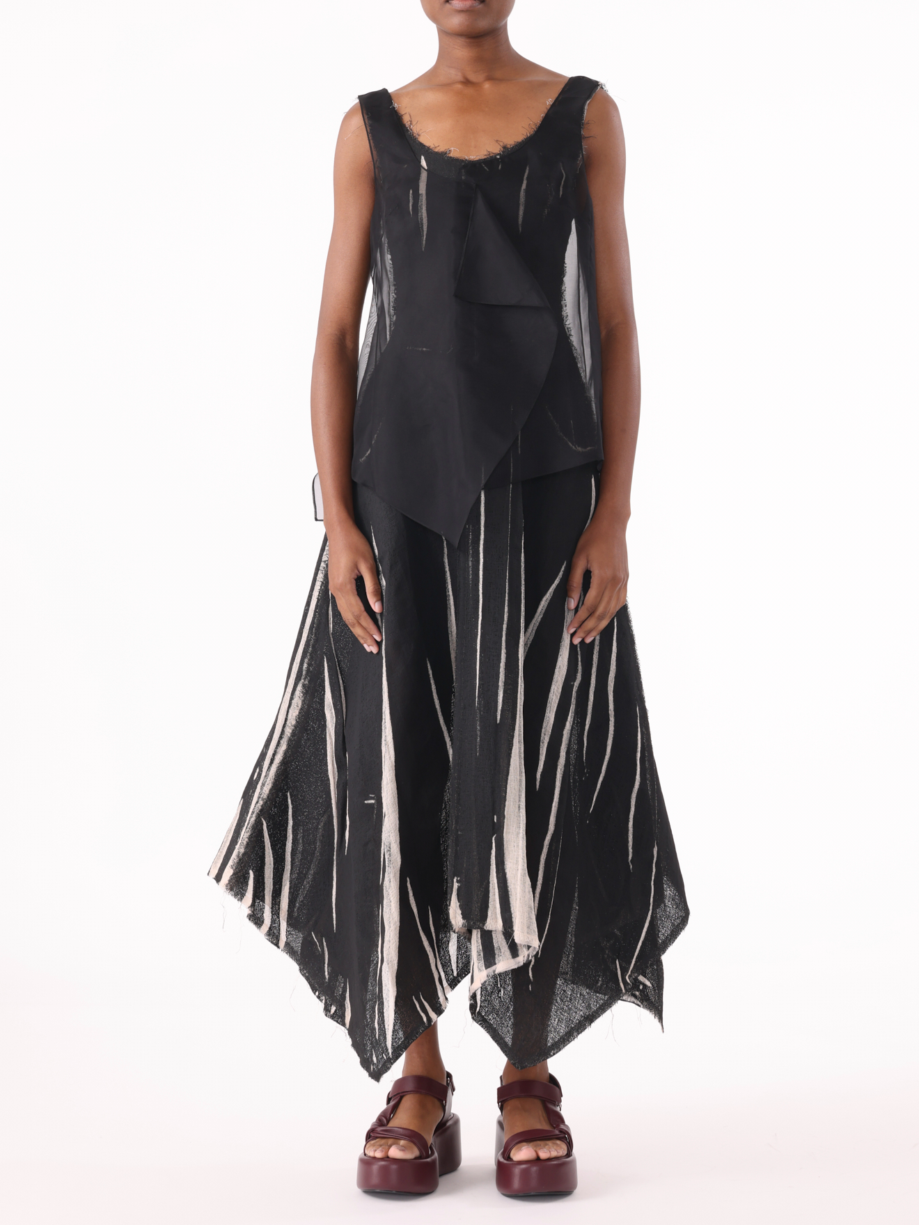 Jason Wu Collection PRE-ORDER Gauze Screen-Printed Tank Dress with Handkerchief Hem