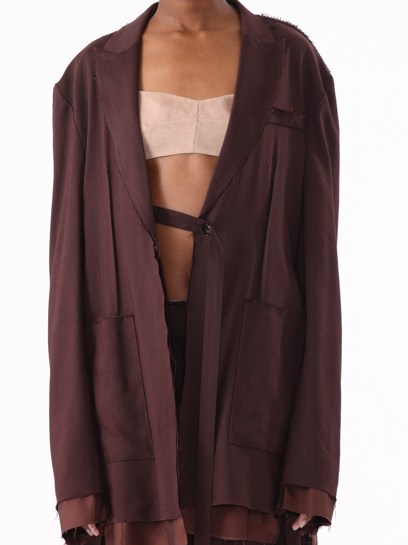 Jason Wu Collection PRE-ORDER Ramie Suiting Blazer with Exposed Lining