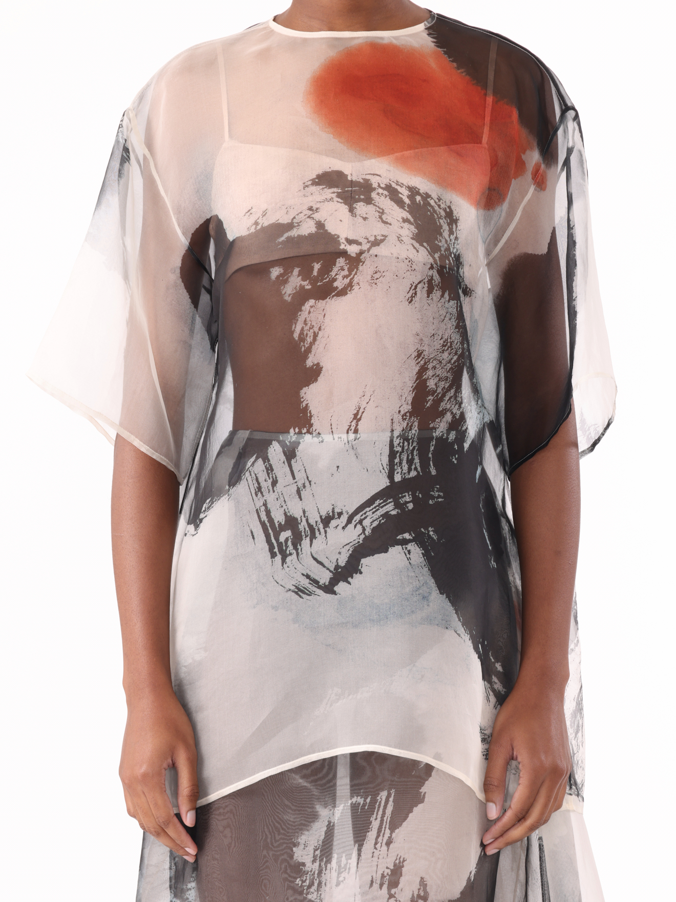 Jason Wu Collection PRE-ORDER Silk Organza Oversized Crewneck T-Shirt with Artwork
