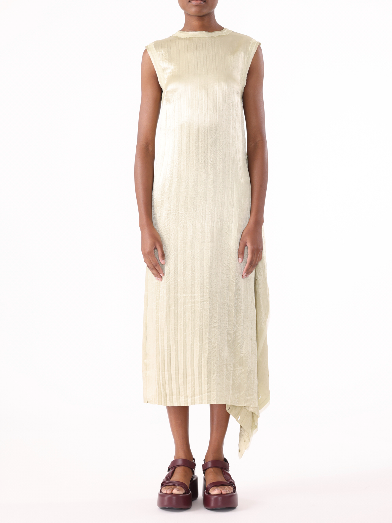 Jason Wu Collection PRE-ORDER Crinkled Satin Open Pleated Shift Dress