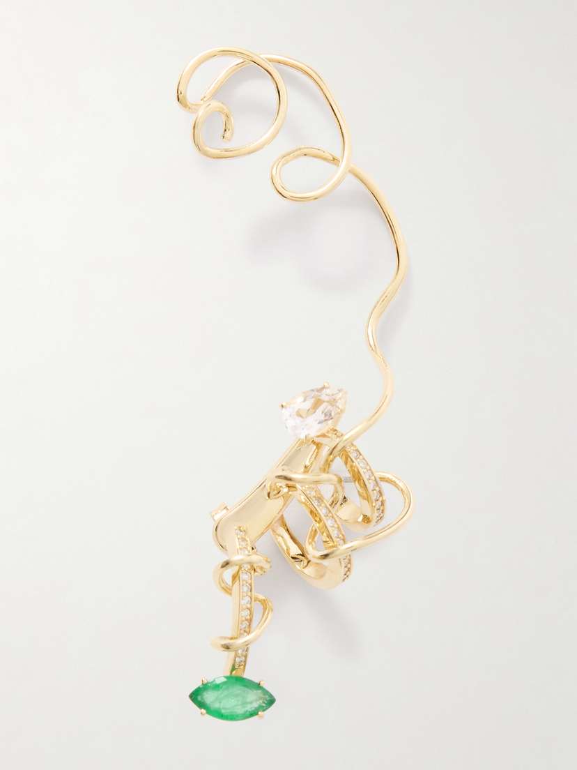 Bea Bongiasca 9-karat Gold, Emerald And Diamond Single Earring