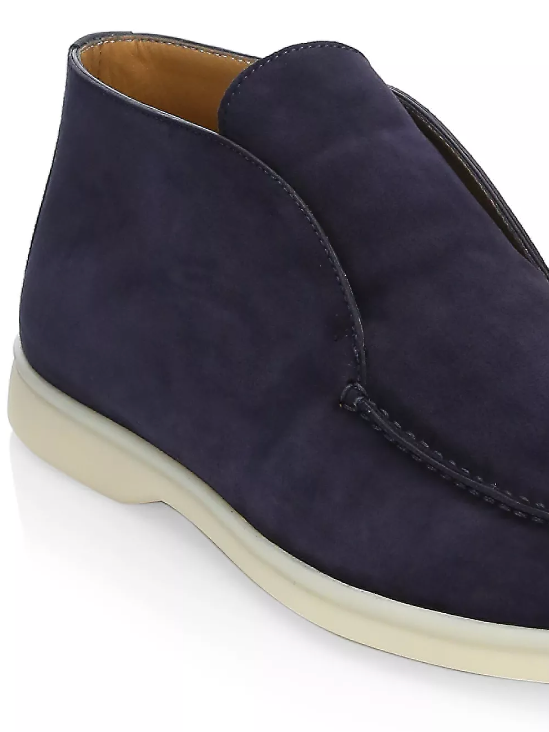 Loro Piana Navy Suede Derby Shoes