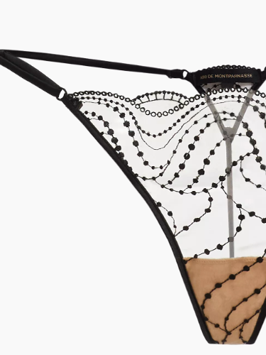 Kiki de Montparnasse Ondule Embroidered Lace Thong
