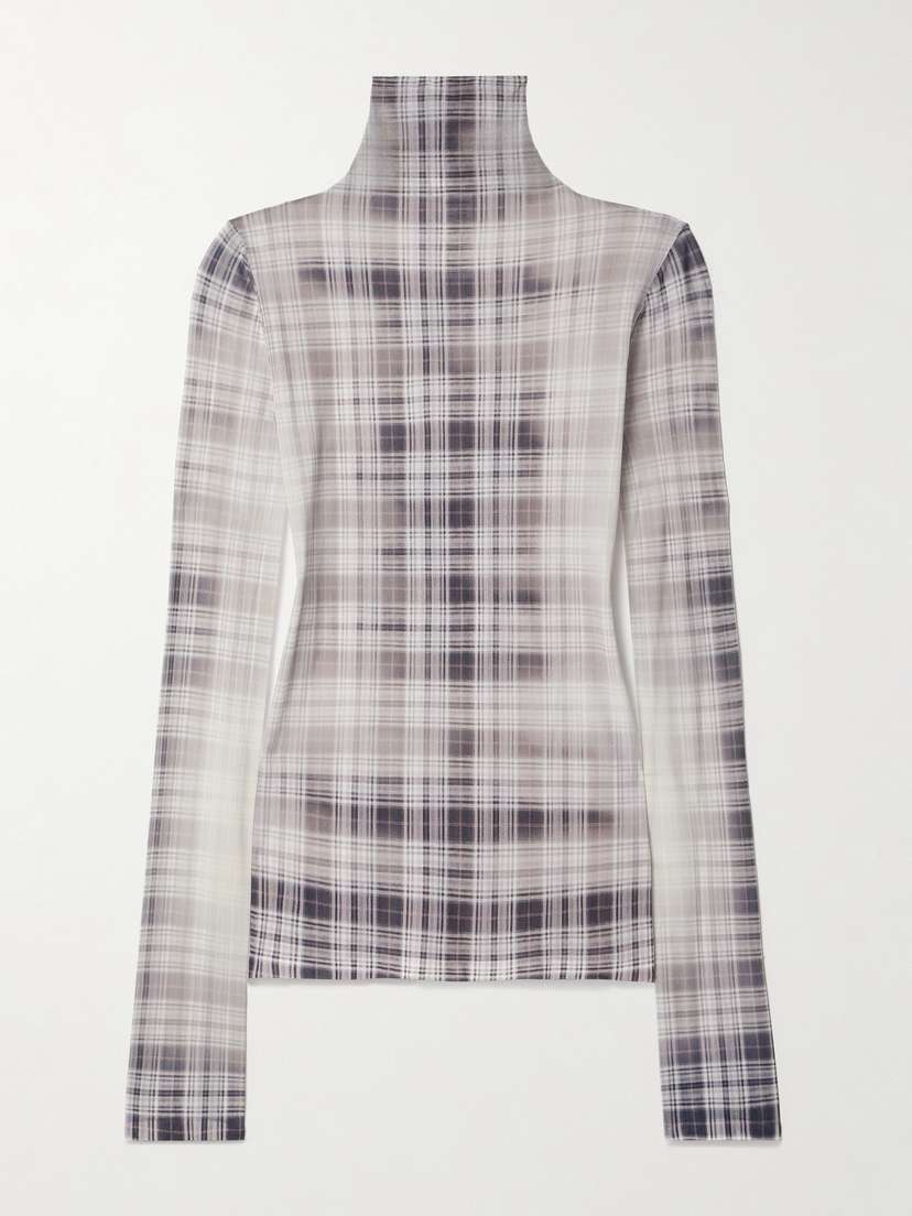 Acne Studios Checked Stretch-jersey Turtleneck Top