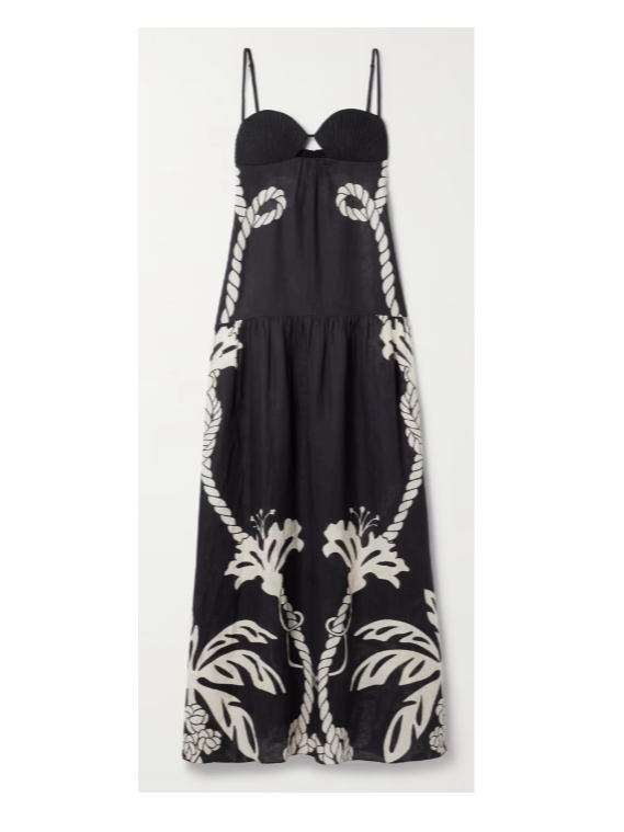 Johanna Ortiz Enlightened Sailor tiered cutout printed linen maxi dress