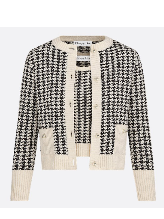 Dior Black and White Houndstooth Technical Cotton Knit