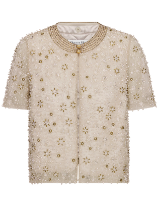 Dior White Blooming Pearl Embellished Jacket