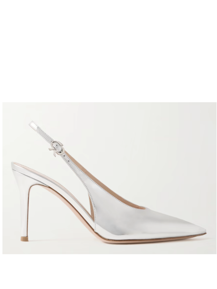 Gianvito Rossi Robbie metallic leather slingback pumps