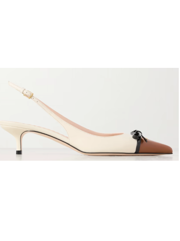 Valentino Bepointy 45 bow-embellished color-block leather slingback pumps