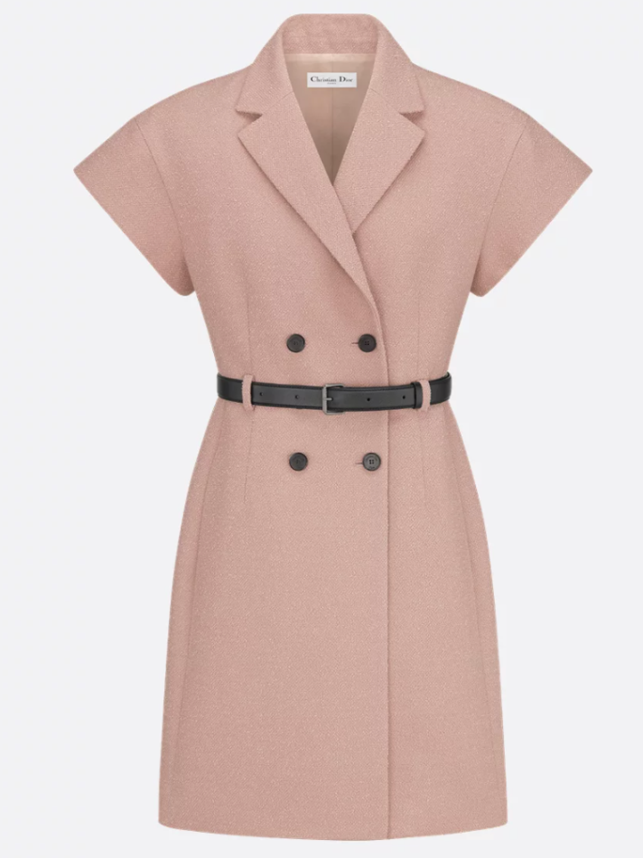 Dior Peach Blossom Pink Short Belted Dress